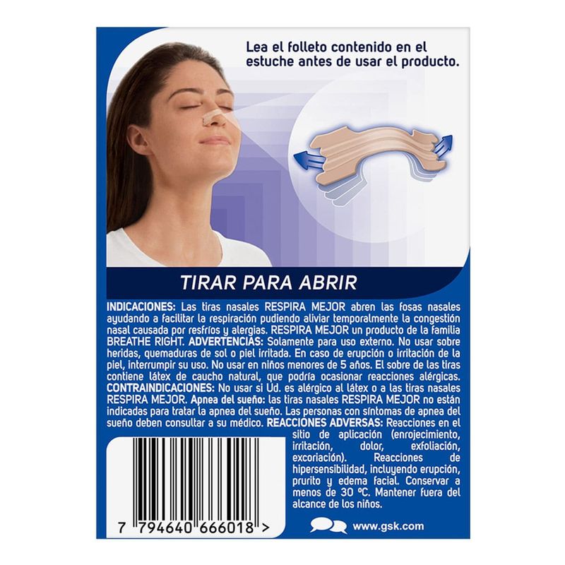 Respirar derecha tiras nasales transparentes para piel sensible