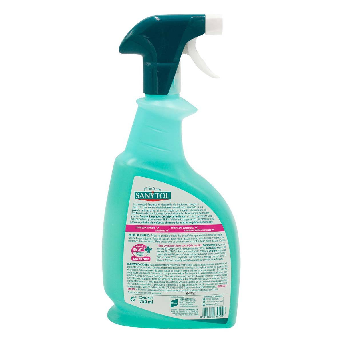 Limpiador de Baños en Spray Sanytol Desinfectante 750ml