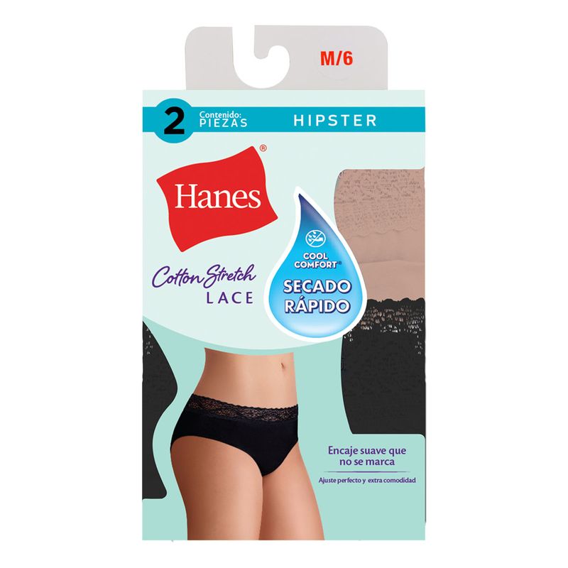 Panty Hanes Hipster Cotton Stretch Lace 41L3C02