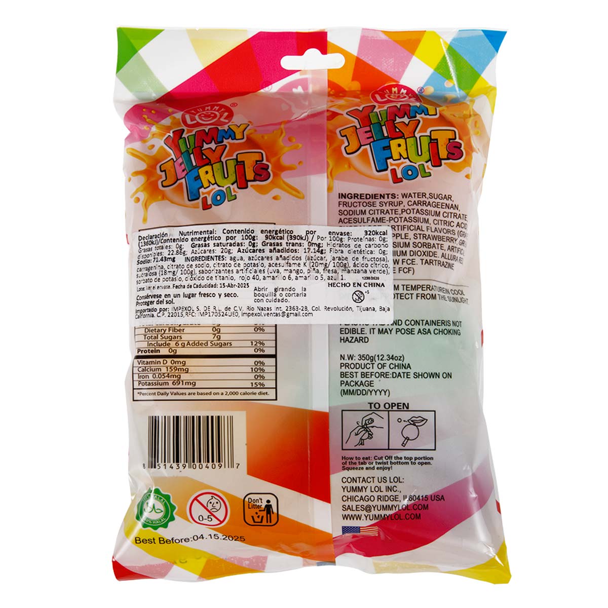 Dulce Yummy Lol Frutas 350g | Chedraui