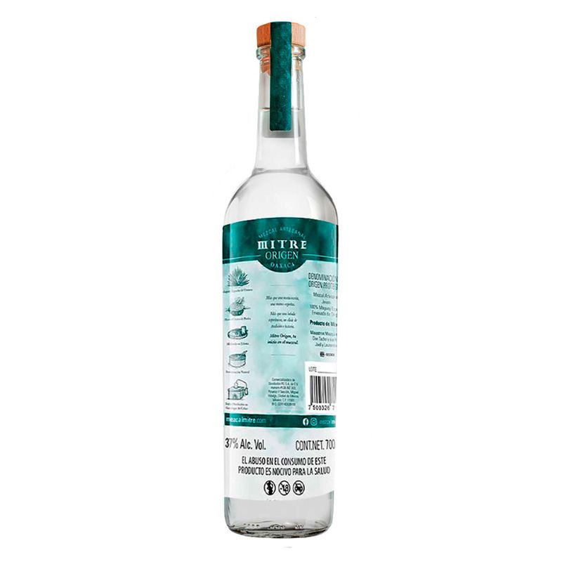 Mezcal Mitre Origen Artesanal Espadín Oaxaca Joven 700ml | Chedraui