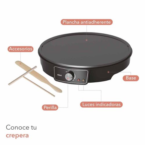 Crepera RCA Plancha Antiadherente con Accesorios Negro RC-602