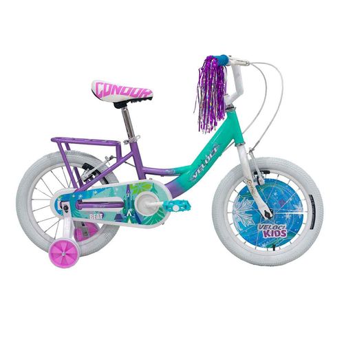 Bicicleta Infantil Veloci para Niña 16R 1V Freno Contrapedal Turqueza Heart Beat