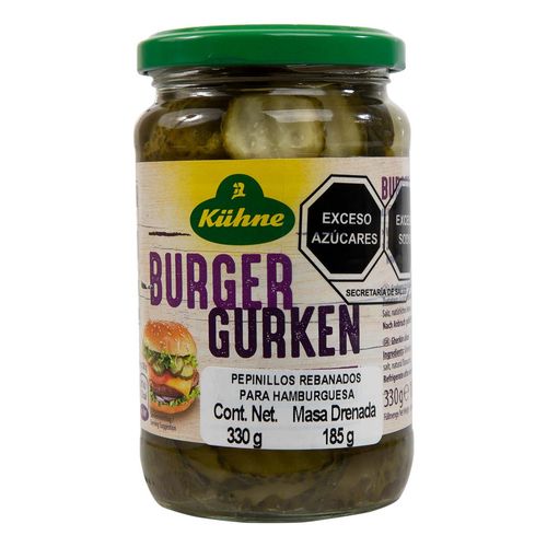 Pepinillos Kuhne Rebanadas para Hamburguesas 330g