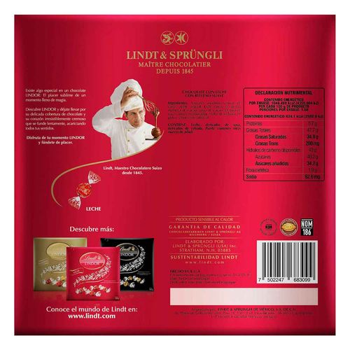 Lindt LINDOR Trufas de Chocolate con Leche Caja 168g