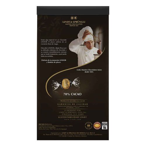 Lindt LINDOR Trufas de Chocolate 70% Cacao Bolsa 120g