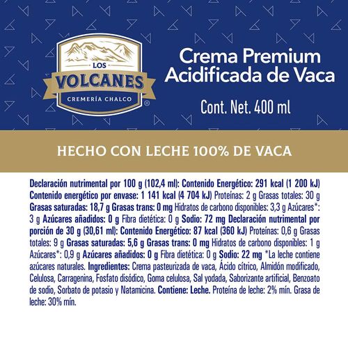 Crema Los Volcanes Entera 400ml