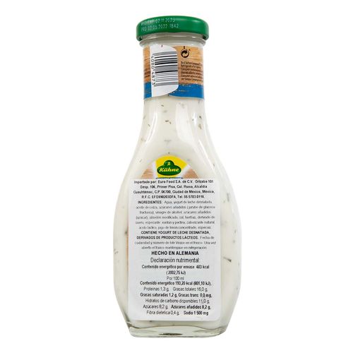 Aderezo Kuhne de Yogurt 250ml