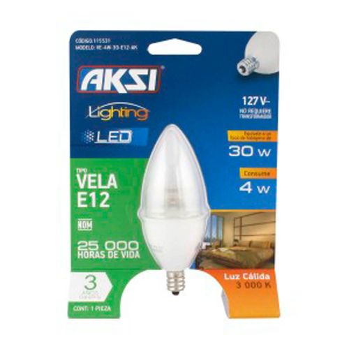 Foco Led de Luz Cálida Tipo Vela Aksi 4W