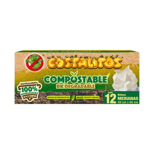 Bolsas para Basura Costalitos Compostables Medianas 12 Bolsas