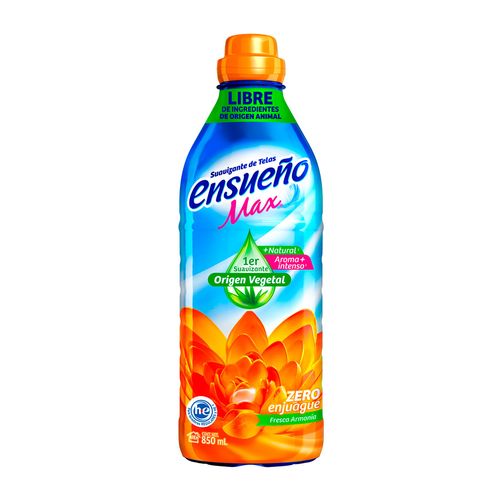 Suavizante de Telas Ensueño Max Zero Enjuague Fresca Armonía 850ml