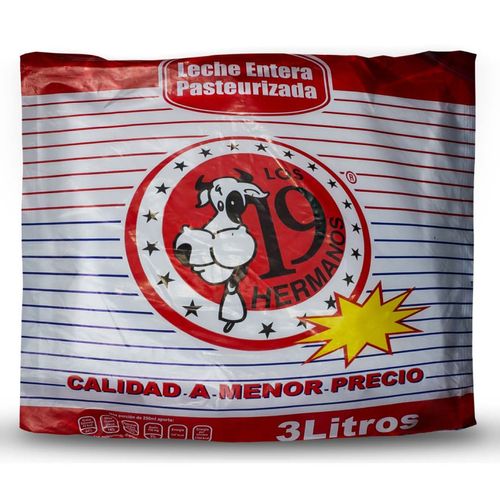 Leche Entera Pasteurizada Los 19 Hermanos Fresca Entera 3L