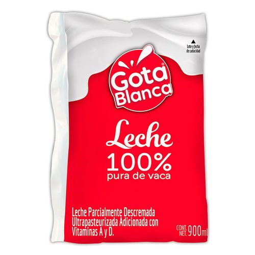 Leche Gota Blanca Parcialmente Descremada UHT Bolsa 900ml