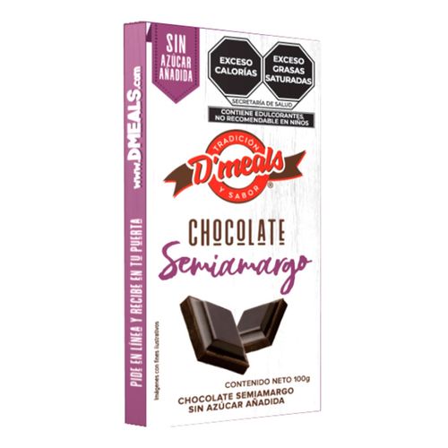 Chocolate D'meals Semiamargo sin Azúcar de 100g