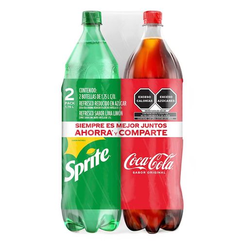 Ref Bi-Pack Coca Cola+Sprite Cola+Limón 1.75L