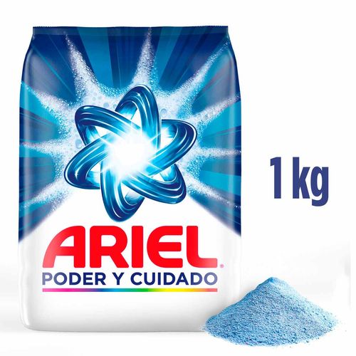 Detergente en Polvo Ariel Poder y Cuidado 8 lavadas 1kg