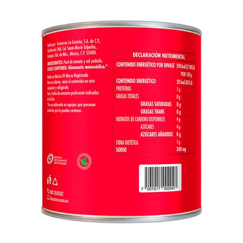 Pure La Costeña De Tomate 2.95kg.