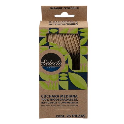 Cuchara  Premium Mediana Selecto Brand 25 Piezas Biodegradables
