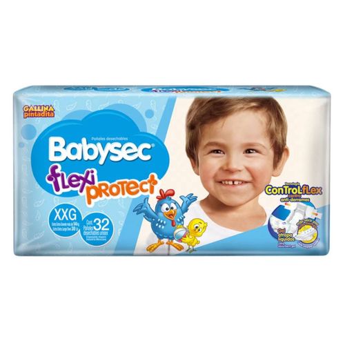 Pañal Babysec Flexy Protect Unisex XXG con 32 Pañales