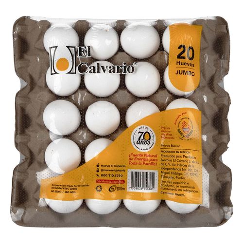 Huevo Calvario Jumbo Blanco 20 pz