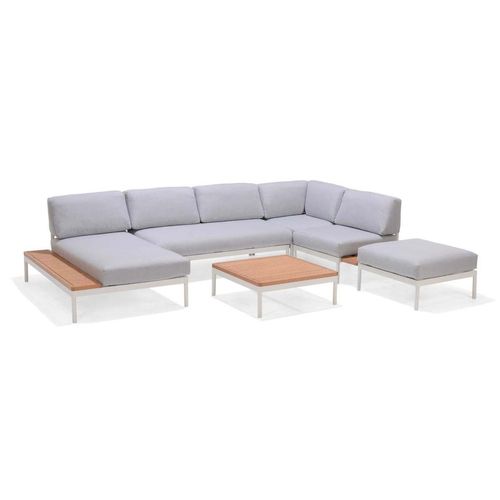 Sala de Jardín Midtown Concept Bendigo Deluxe Madera y Metal Cojines Gris Claro