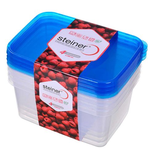 Contenedores de Comida Steiner Juego de 4 Contenedores 2200 ML ST3019