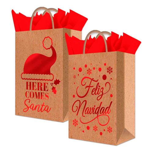 Bolsa Kraft Aplicación Mediana Frase Navidad Granmark