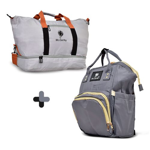 Pañalera Mccarthy más Bolso de Viaje Mc1-1 Gris Pan-16 Gris