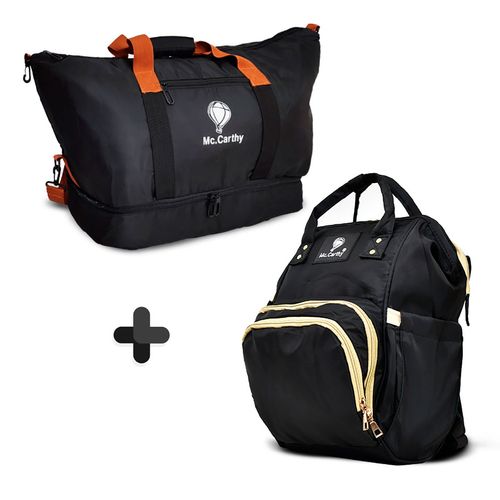 Pañalera Mccarthy más Bolso de Viaje Mc1-1 Negro, Pan-16 Negro