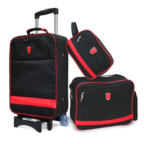Juego de Maletas Mccarthy 20 Pulgadas, Tote 14 Pulgadas y Estuche 10 Pulgadas Negro/Rojo