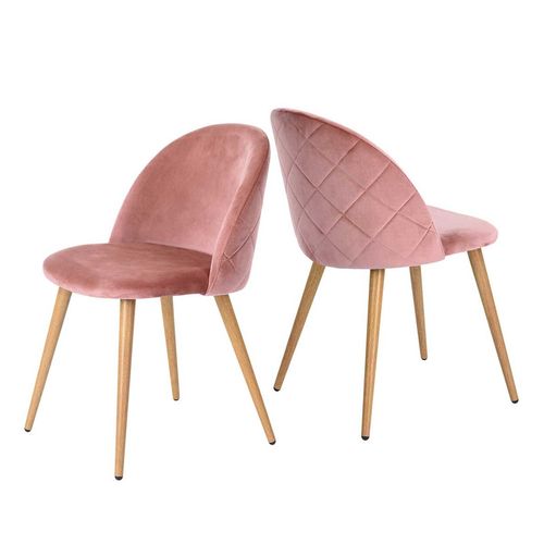 Sillas de Comedor FurnitureR Escandinavo Rosa Pálido Zomba Velvet, Set de 2 Sillas
