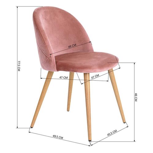 Sillas de Comedor FurnitureR Escandinavo Rosa Pálido Zomba Velvet, Set de 2 Sillas