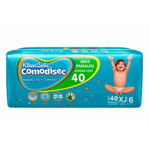 Pañales KleenBebé Comodisec Unisex Etapa 6 Talla Extra Jumbo 40 Pañales