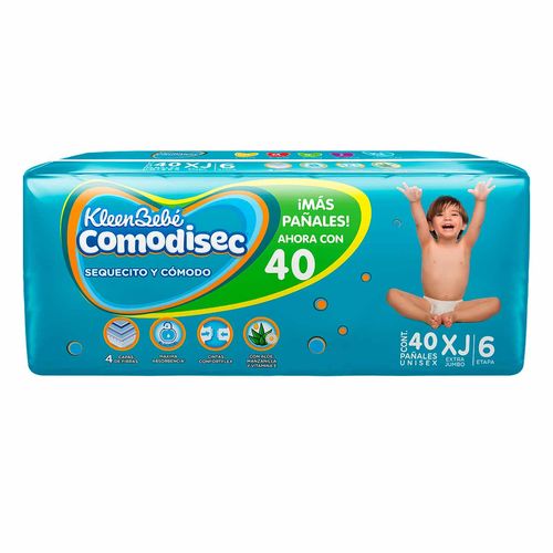 Pañales KleenBebé Comodisec Unisex Etapa 6 Talla Extra Jumbo 40 Pañales