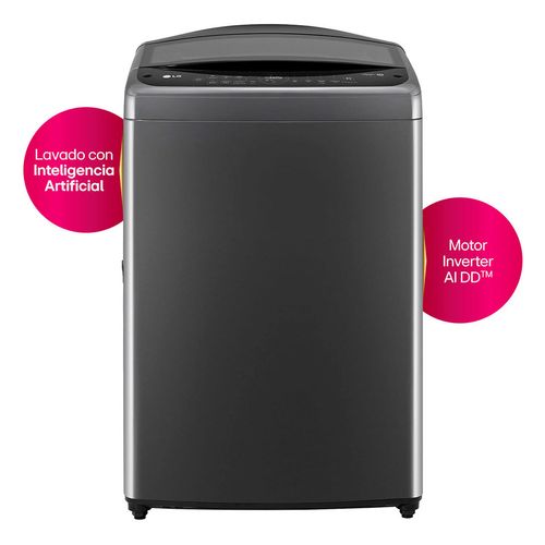 Lavadora LG Carga Superior Motor Inverter AI DD con 6 Motion DD 19kg Negro WT19MV6