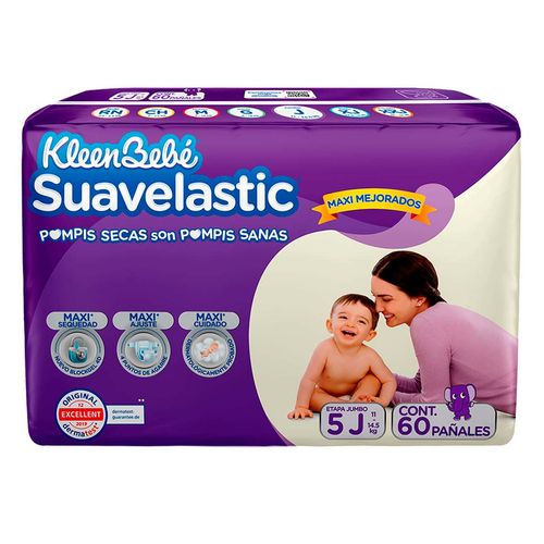 Pañales KleenBebé Suavelastic Etapa 5 Jumbo Unisex 60 Pañales