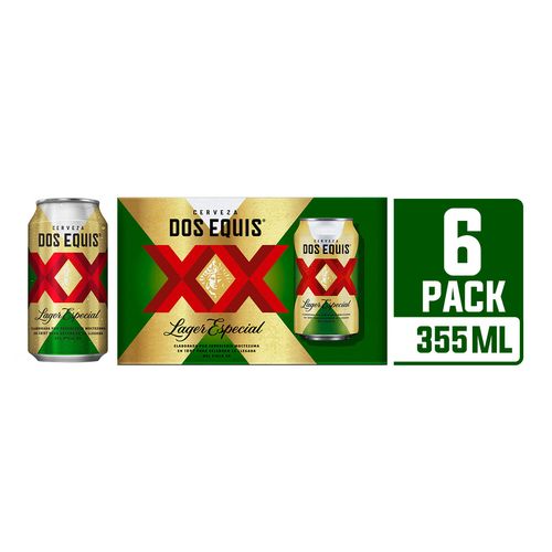 Cerveza Clara Dos Equis Lager 6 Latas de 355ml Cada Uno