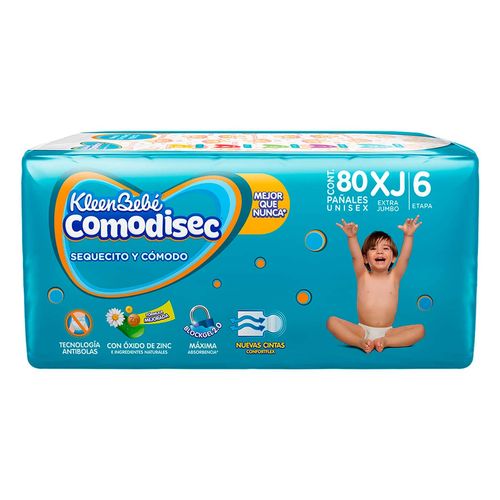 Pañal KleenBebé Comodisec Etapa 6 Extra Jumbo Unisex 80 Pañales
