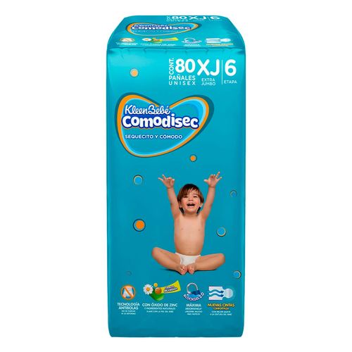 Pañal KleenBebé Comodisec Etapa 6 Extra Jumbo Unisex 80 Pañales
