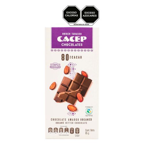 Barra de Chocolate Semi Amargo con 80% Cacao 85g