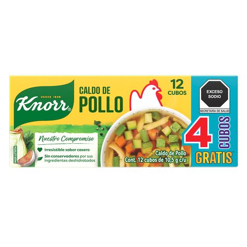 Caldo de Pollo Knorr 8 cubos de 10.5 g + 4 cubos gratis