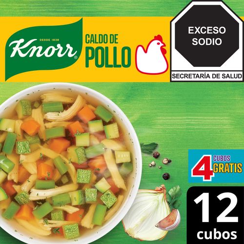 Caldo de Pollo Knorr 8 cubos de 10.5 g + 4 cubos gratis