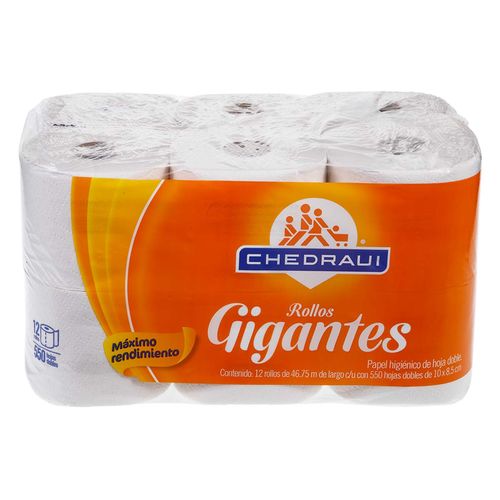 Papel Higiénico Chedraui Rollos Gigantes Doble Hoja 12 Rollos