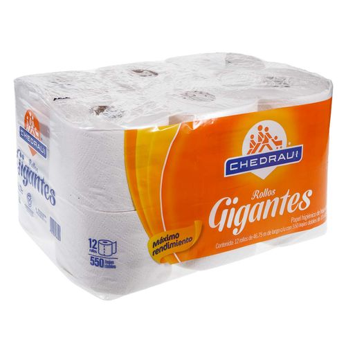 Papel Higiénico Chedraui Rollos Gigantes Doble Hoja 12 Rollos