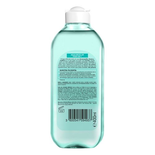Agua Micelar Garnier Skin Active Pure Active Piel Mixta y Grasa 400ml