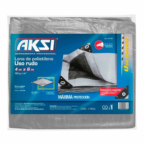 Lona/ Polietileno Aksi 4 x 6 Uso Rudo
