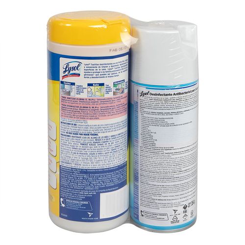 Toallas y Spray Desinfectante Lysol