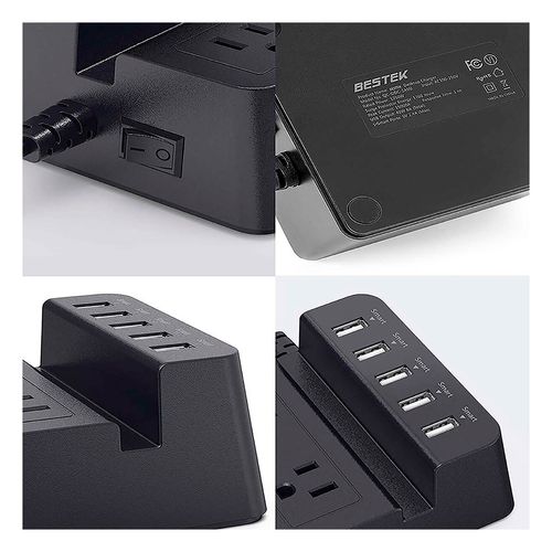 Supresor de Picos Bestek Multicontacto 1700J Negro MRJ2004-BK