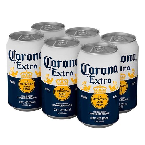 Cerveza Corona Extra 6 Latas de 355ml c/u