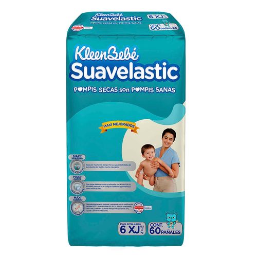 Pañales KleenBebé Suavelastic Etapa 6 Extra Jumbo Unisex 60 Pañales